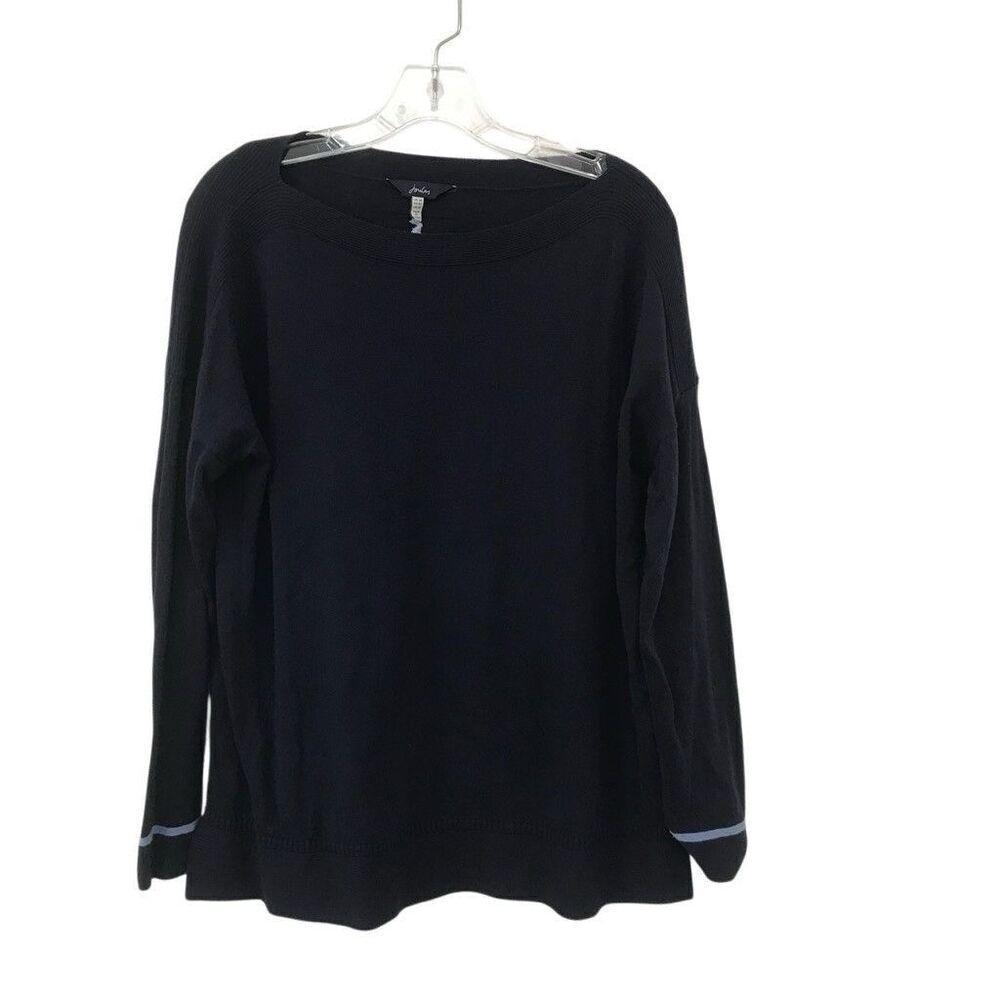 JOULES Womens Boat Neck Jumper Sweater UK 14  Navy Blue Embroidered Rabbit